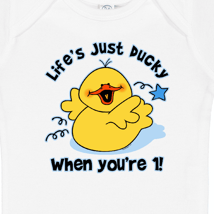 Inktastic Life's Ducky 1st Birthday Boys or Girls Baby Bodysuit