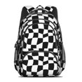 thumbnail image 2 of Black and White Wavy Checkered Pattern Backpack for School, Cute School Bag with Adjustable Shoulder Straps and Padded Back, 16.9"x12.6"x5.9", 2 of 3