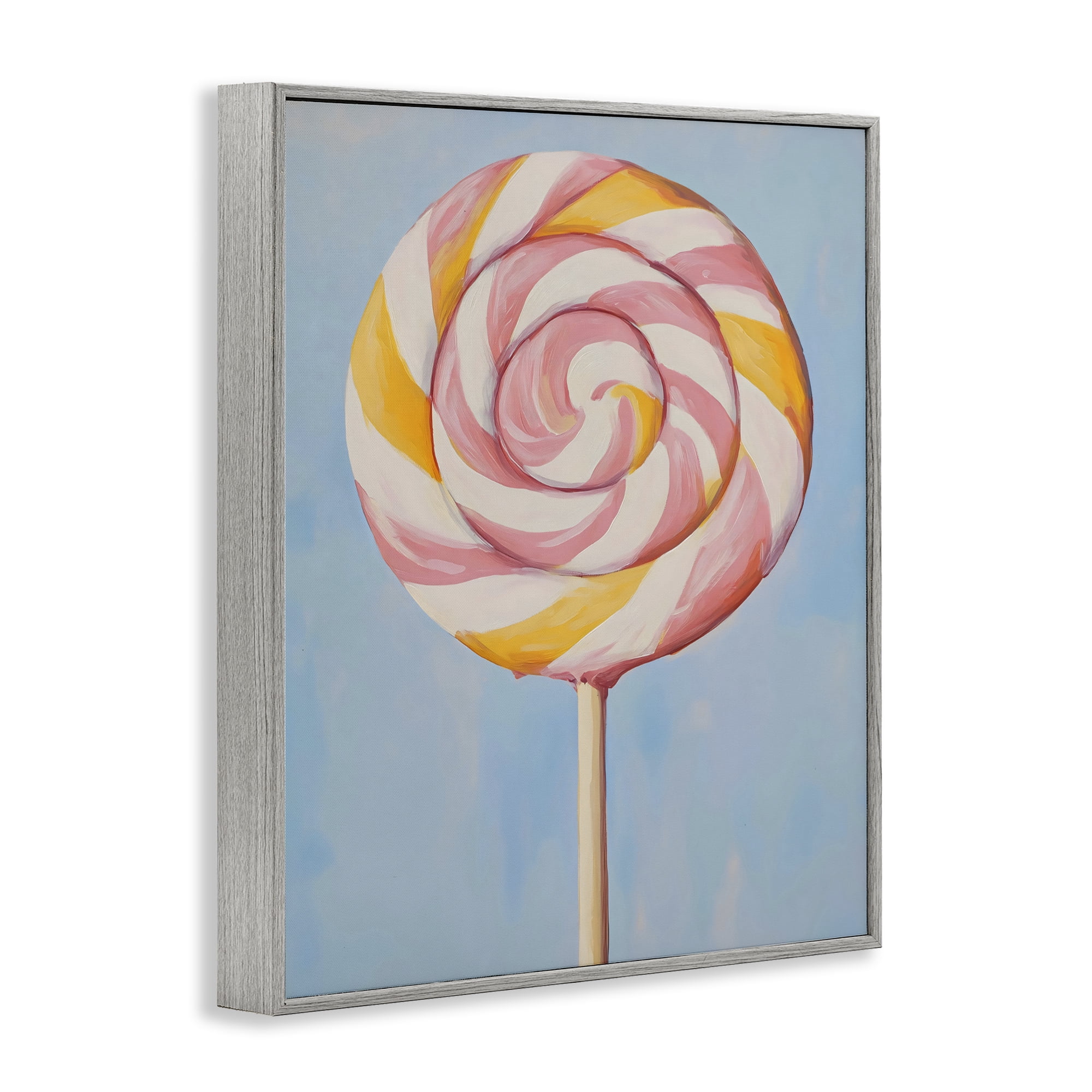 Stupell Industries Lollipop with Pink & Orange Swirl Gray Framed Giclee Art, design by The Prints Vibe