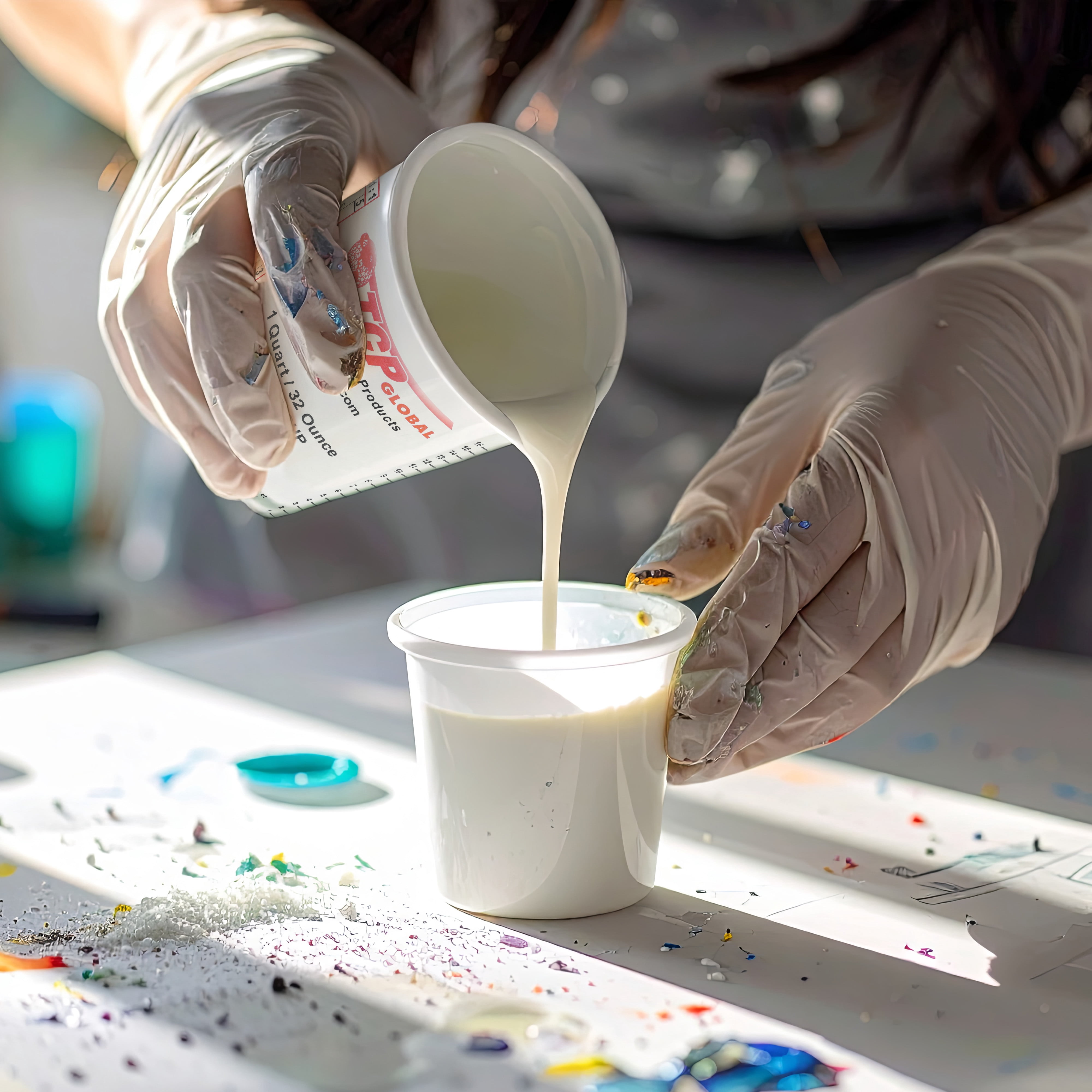 Custom Shop Paint Mixing Cups Plastic Measuring Cup Epoxy Resin, Disposable or Reusable, 32-Ounce (Quart) - Pack of 36 - Graduated, Mixing Ratios, Automotive Painting Acrylic Art Crafts