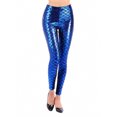 thumbnail image 2 of Fiaer Shiny Fish Scale Leggings for Women High Wasited Slim Fit Pants Stretchy Comfortable Tights Trousers Blue M, 2 of 4