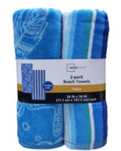 Mainstays Blue Shells & Stripes Beach Towels (2 Count)