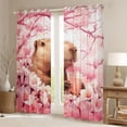 thumbnail image 2 of Erosebridal Kawaii Animal Capybara Blackout Curtains Set of 2 (52x84 Each),Pink Flowers Cherry Blossom Window Curtains For Kids, 2 of 6