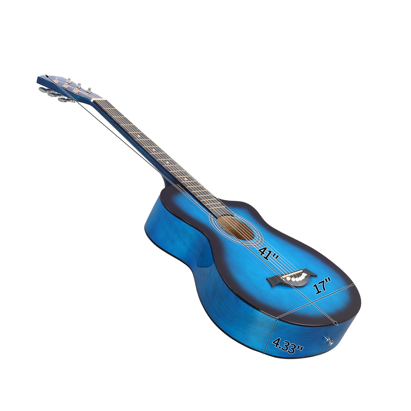 38-Inch Acoustic Guitar, JF Folk Body, Basswood Top Back and Sides, 6 Steel Strings, 21 Frets, Beginner Starter Kit with Gig Bag, Strap, Picks, Capo and Tuner