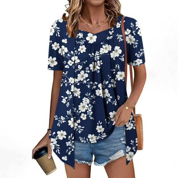 Pohista Womens Plus Size Tops Cotton T Shirts for Women Oversized Womens Blouses Summer Women Short Sleeve Tops Plus Size reorders