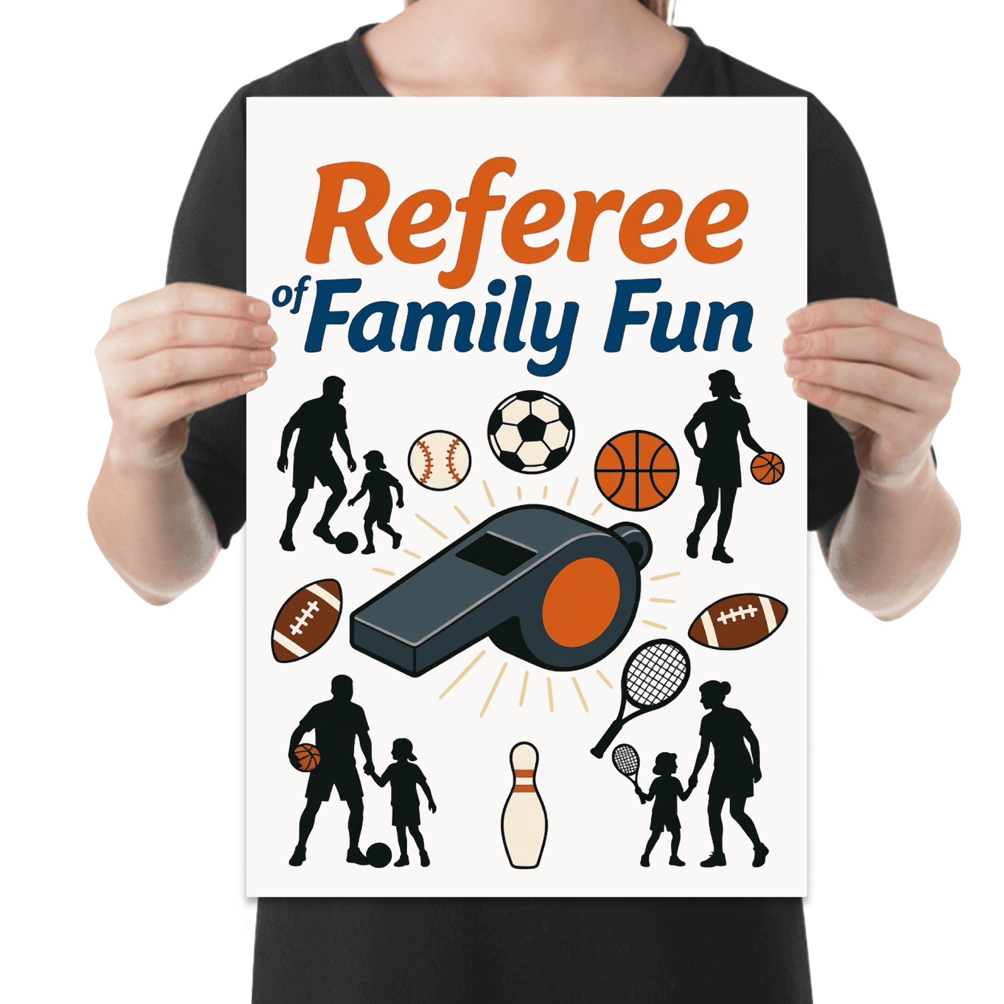 Referee of Family Fun Sports Illustration - Family Sports Day Enthusiast - 13x19 Poster Print