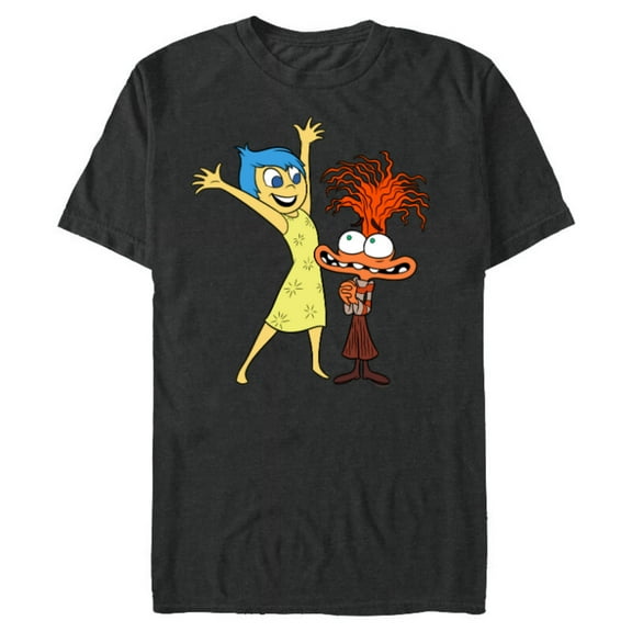 Disney and Pixar’s Inside Out 2 Toony Colors Joy & Anxiety- Short Sleeve Blended T-Shirt for Adults - Customized-Dark Heather