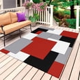 thumbnail image 4 of Outdoor Rug 3x5 ft Abstract Geometric Outdoor Large Area Rug Non Slip Rubber Mid Century Red Nordic Front Door Mat RV Rug Camping Carpet Patio Outdoor Rugs for Backyard Balcony Deck Porch Indoor, 4 of 9