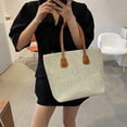 thumbnail image 5 of Tote Bag for Women, Shoulder Bag for Women, Summer Straw Braid Large Capacity Breathable Portable Beach Shoulder Handbags with A Large Opening for Easy Access to Items, Beige, 5 of 7