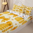 thumbnail image 3 of Manfei Cozy Fall Pumpkin Print Zipper Full Size Comforter Sets with Fitted Sheet and 2 Pillowcases for Home, Yellow Gingham Bow Zipper Bedding Set, Halloween Reversible, 4 Pieces, 3 of 6