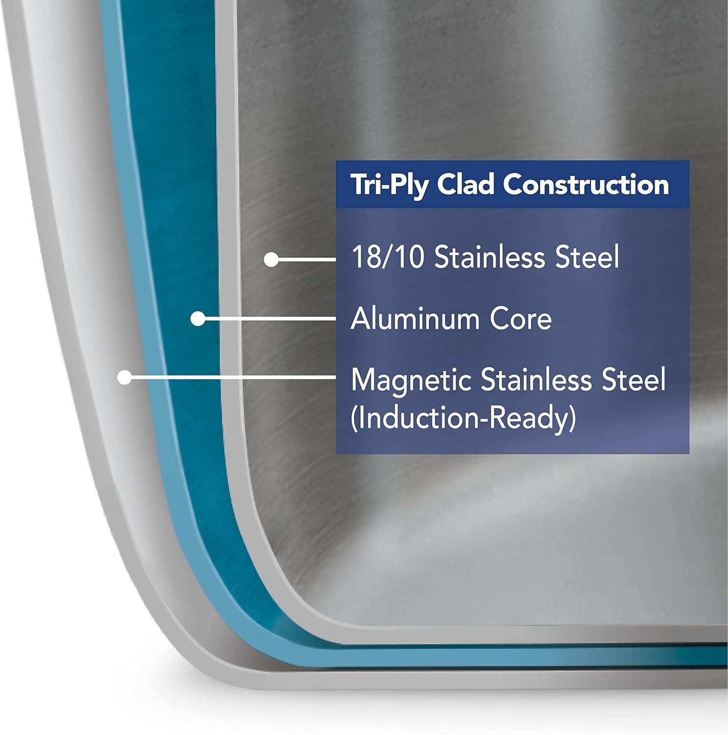 Tramontina Tri-Ply Clad Stainless Steel 10-Piece Cookware Set with Lids, Pots and Pans Kitchen Set