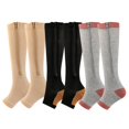 thumbnail image 2 of Aosijia 5 Pairs Unisex Compression Socks Toe Open Leg Support Stocking Knee High Socks with Zipper for Mens Womens M, 2 of 10