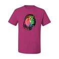 thumbnail image 2 of Lion Paint Art Splatter Abstract Art Animal Lover Men's Graphic T-Shirt, Fuschia, X-Large, 2 of 3