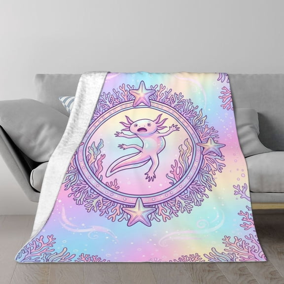 Axolotl Blanket Throw Blanket Flannel Fleece Home Decor Sofa Couch Bed Birthday Christmas Gifts Friends Family Axolotl Lovers Art Blanket 50x40