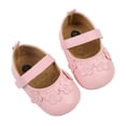 thumbnail image 2 of ZHOGXU Baby Kids Girls Shoes Non Slip Soft Sole Floral Design Solid Color Comfortable Elegant Princress Shoes For Casual Daily Wear,Pink,0-6 Months, 2 of 6