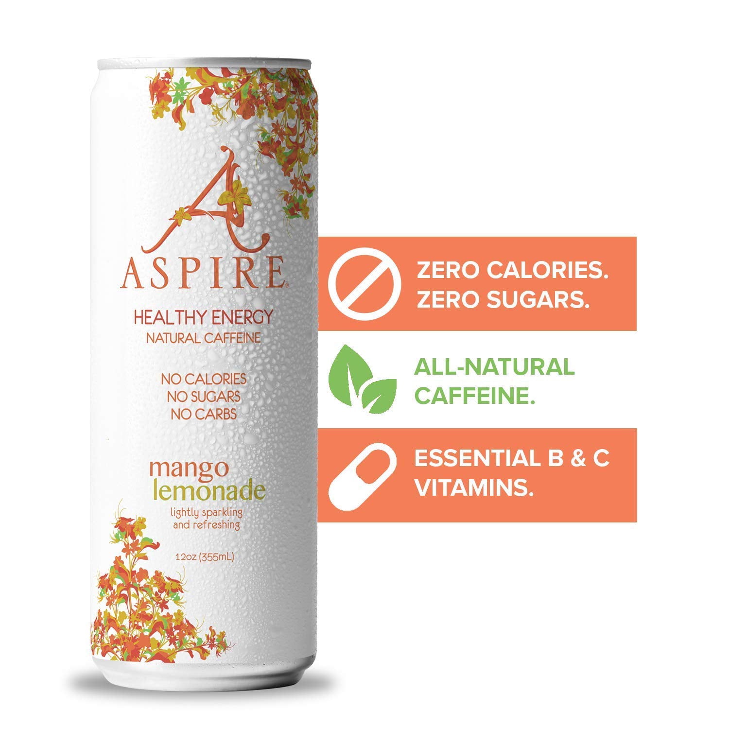 Aspire Energy Drink Mango Lemonade 4-Pack 48 oz (Pack Of 6)