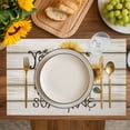 thumbnail image 4 of Sunflowers Placemats Set of 6, Modern Bee You Are My Sunshine Wooden Grain Placemats for Dining Table, Place Mats for Kitchen Tabletop, Waterproof Wipeable Dining Table Mats Set, 4 of 9