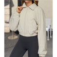 thumbnail image 4 of Chaqueta Corta Holgada para Mujer, con Cremallera, Cortavientos, Cálida, Ideal para Deportes Al Aire Libre y Correr Arroz con Albaricoque XL, 4 of 7