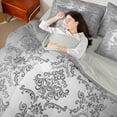 thumbnail image 4 of Manfei Vintage Damask Floral 7-Piece Twin Bedding Sets,Boho Flower Bedding Comforter Set,Gray Victorian Sheet Sets,Breathable Bedroom Decorative Reversible, 4 of 8