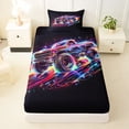 thumbnail image 3 of Manfei Monster Truck Twin Sheets,Neon Lights Print Bedding,Black,3-Piece,1 Fitted Sheet and 1 Pillowcase, 3 of 6