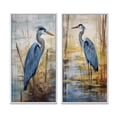 thumbnail image 2 of Designart "Blue Heron by the Waterside Watercolor I" Animals Bird Framed Wall Art Set Of 2 - Children's Art White Frame Gallery Set For Office Decor, 2 of 6