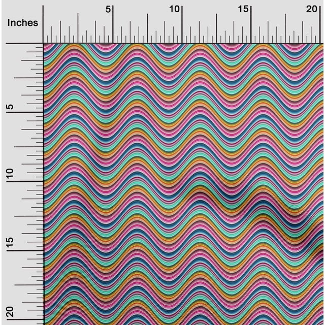 oneOone Polyester Lycra Fabric Serpentine Stripe Print Sewing Fabric BTY 56 Inch Wide