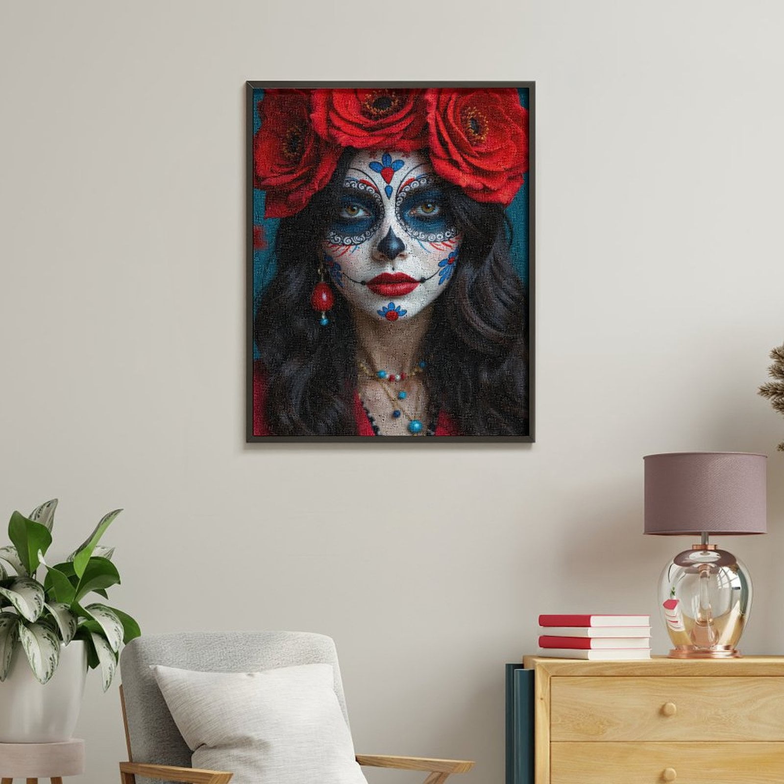 Paint By Numbers Kit for Adults Beginner - DIY Fiesta Floral Face Art Celebration Canvas Painting Kits for Adults, Frameless Paint By Number for Adults for Home Wall Decor 16x20 Inch