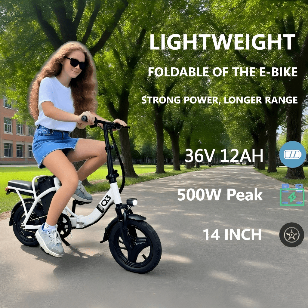 14” Folding Electric Bike, Peak 500W Motor 36V 12Ah Battery, 20 MPH, 20 Miles PAS Range Ebike for Adult and Teen, UL 2849