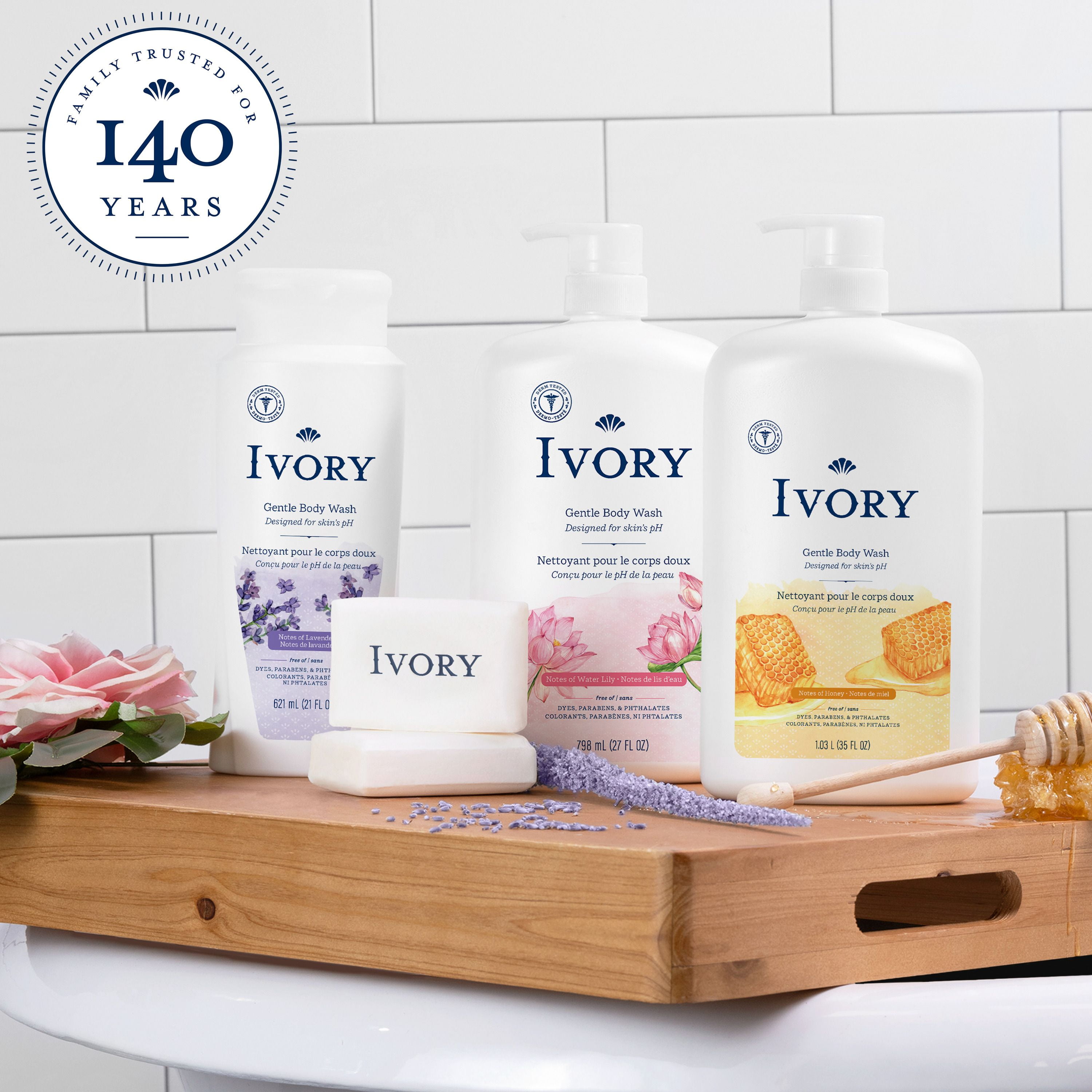 Ivory Mild & Gentle Body Wash, Lavender Scent, 621ML