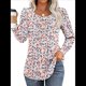 thumbnail image 1 of Blusas Plisadas de Larga Abullonada para Mujer, Cuello Redondo, Elegantes, Informales, Holgadas, para Invierno y . Floral Rosa S, 1 of 6