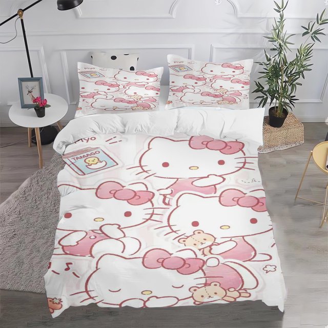 Sanrio Hello Kitty Quilt Cover 100% Polyester New Design 3D Cute Print Decor Comfortable Set Teenager Children Soft Bedding