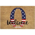 thumbnail image 2 of Peacheart 4th of July Patriotic Door Mat, Stars and Stripes Monogram Initial Letter Welcome Doormat for Indoor Outdoor Entrance Patio Porch Independence Day Memorial Day Farmhouse Home Decor, 16"x24", 2 of 9