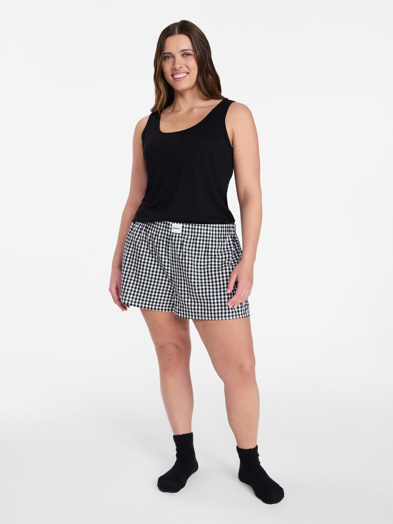Joyspun Women's Woven Pajama Boxer Shorts, 3'' Inseam, Sizes XS-3X