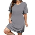 thumbnail image 2 of Kmdttou Women's Short Sleeve Loose Plain Dresses Women's Summer Oversized Loose Round Neck Short Sleeved Tie Printed Dress, 2 of 5