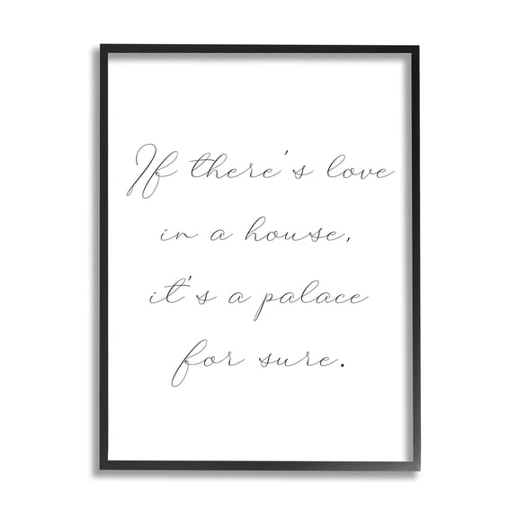 Stupell Industries Minimal Love In A House Inspirational Painting Black Framed Art Print Wall Art, 11 x 14