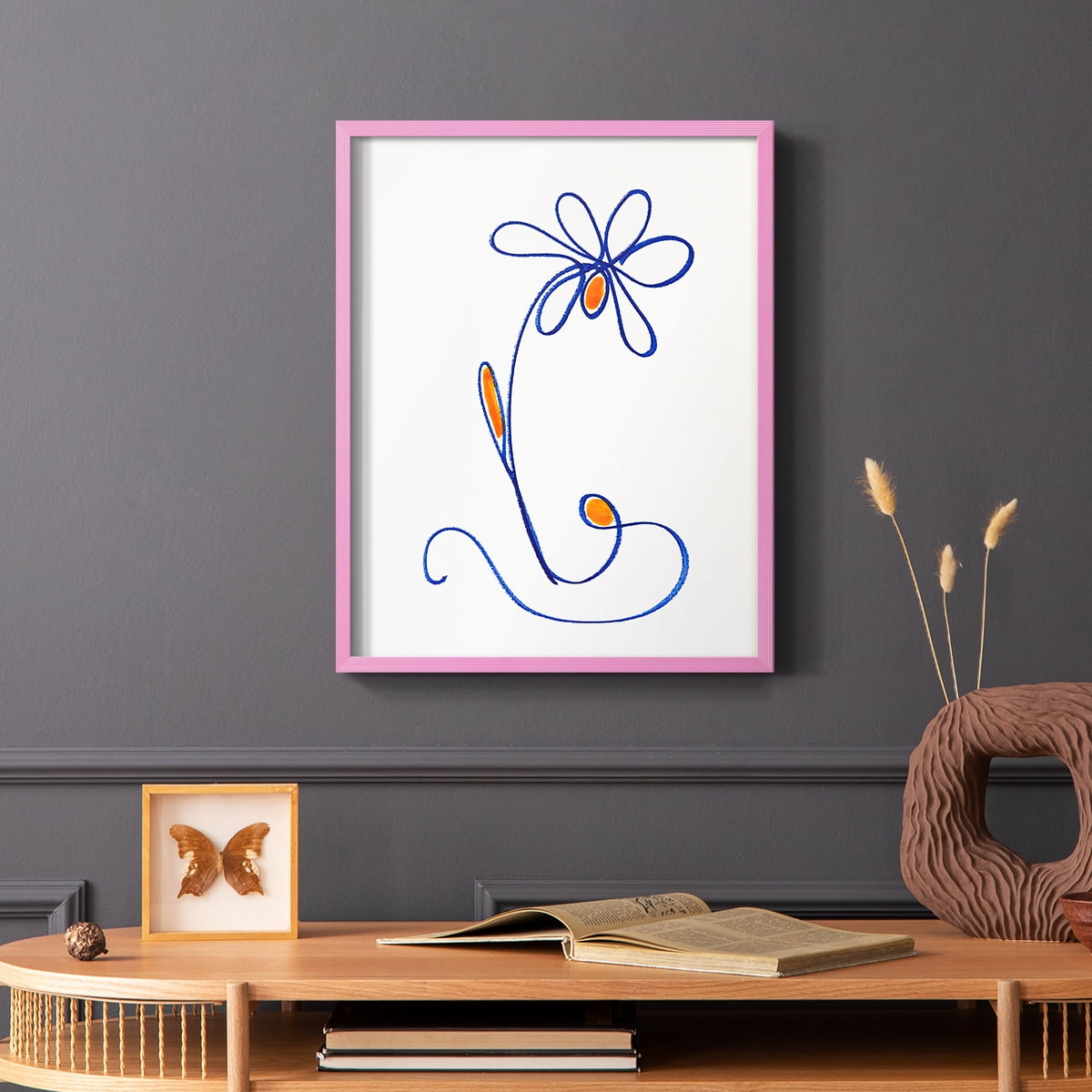 Wobbly Blooms II Framed Print - Solid Wood in Single Picture Frame Solid Wood 2 Framed Print