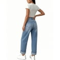 thumbnail image 2 of Qiyinn Women Barrel Jeans for Trendy High Waisted Wide Leg Baggy Cropped Relax Fit Stretch Denim Trouser Ankle Pants, 2 of 5
