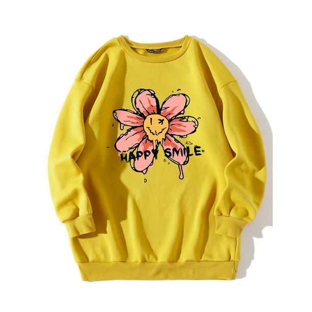 Women's Flower And Letter Graphic Thermal Lined Pullover 12011202W54971 Women's Flower And Letter Graphic Thermal Lined Pullover 12011202W54971