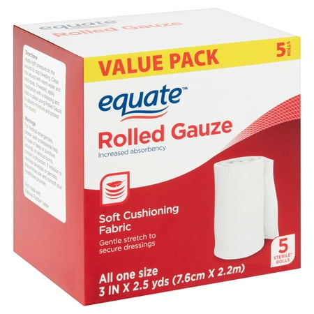 Equate Rolled Gauze, Value Pack, 5 Count (Best Gauze For Packing Wounds)