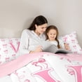 thumbnail image 5 of Manfei Letter V Initial Monogram 7 Pieces Bedding Comforter Set For Kids,Watercolor Pink Bowknot Full Bedding Set For Girls,Pink Reversible, 5 of 7