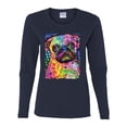 thumbnail image 3 of Funny Neon Pug | Dean Russo Art Animal Lover Womens Long Sleeve T-Shirt, Navy, XX-Large, 3 of 6