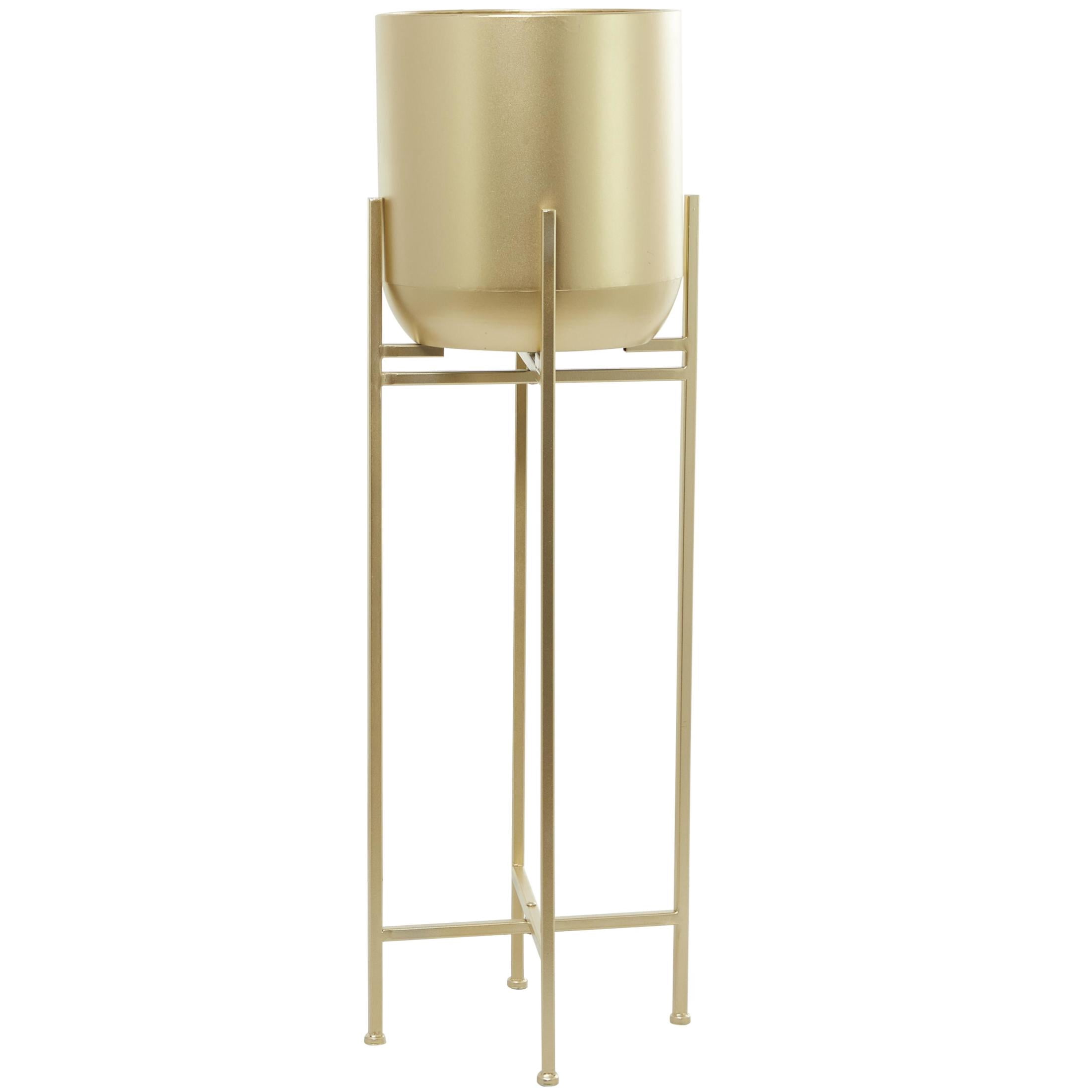 CosmoLiving by Cosmopolitan 13" x 41" Matte Dome Gold Metal Planter with Removable Stand