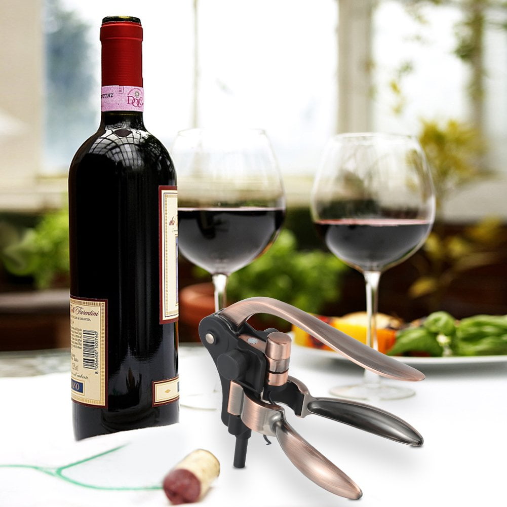 Wing Corkscrew Zinc Alloy Wine Opener with Non-Slip Silicone Handle Professional Multifunctional 2 in 1 Red Wine Beer Bottle Opener for Home Bars Cafés Restaurants and More 