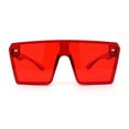 thumbnail image 2 of Womens Flat Top Square Shield Oversize Plastic Sunglasses Red, 2 of 4