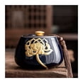 thumbnail image 1 of Ceramic Tea Storage Containers with Golden Lotus Pattern and Tassel Decoration, Vintage Chinese Style Tea Jar Tea Leaves Sealing Can Storage Can for Chocolate, Sugar, Spices, 1 of 6
