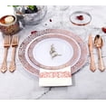 thumbnail image 5 of 350PCS Rose Gold Plastic Plates With Disposable Plastic Silverware& Napkins- Rose Gold Rim Plastic Dinnerware Lace Design For Mother's Day, Wedding, 5 of 12