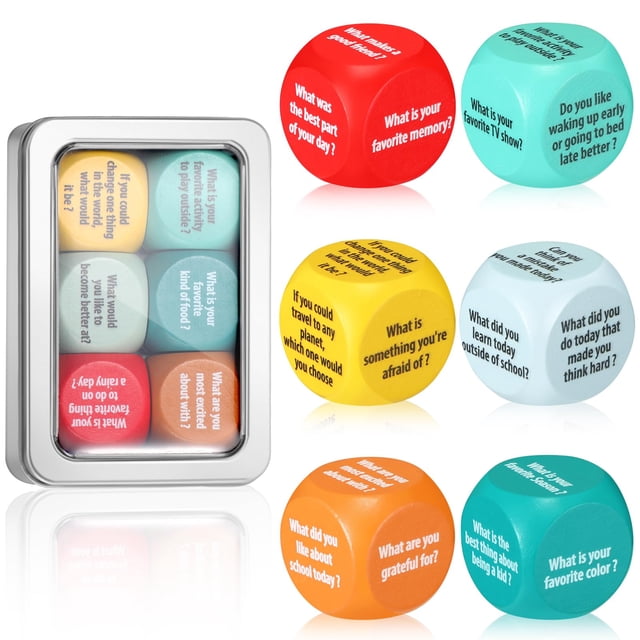 Conversation Cube Simgoing Back to School, 6 unidades con caja de hojalata