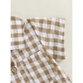 thumbnail image 6 of Coduop Toddler Baby Boys Summer Outfits Plaid Pocket Short Sleeve Shirts Shorts Clothes Set, 6 of 7