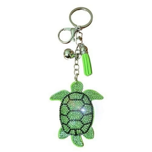 Popfizzy Green Turtle Keychain Accessories for Women and Girls, Rhinestone Animal Backpack Key Chain, Bling Purse Charms