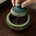 thumbnail image 2 of Quemador de incienso de cerámica, soporte para varillas, placa de línea, base de bobina de sándalo, templos, estudios de yoga, 2 of 4